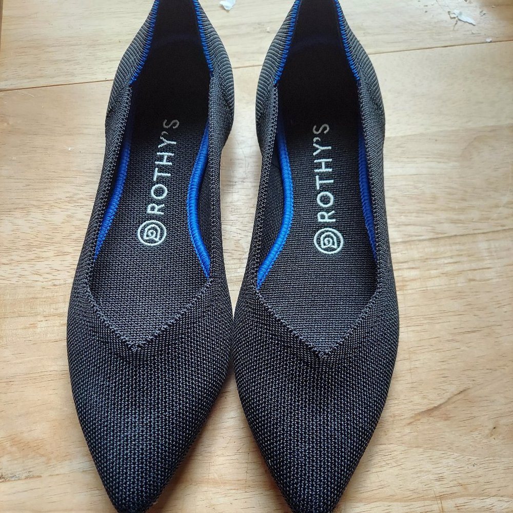 Rothys Black Point Toe Flat